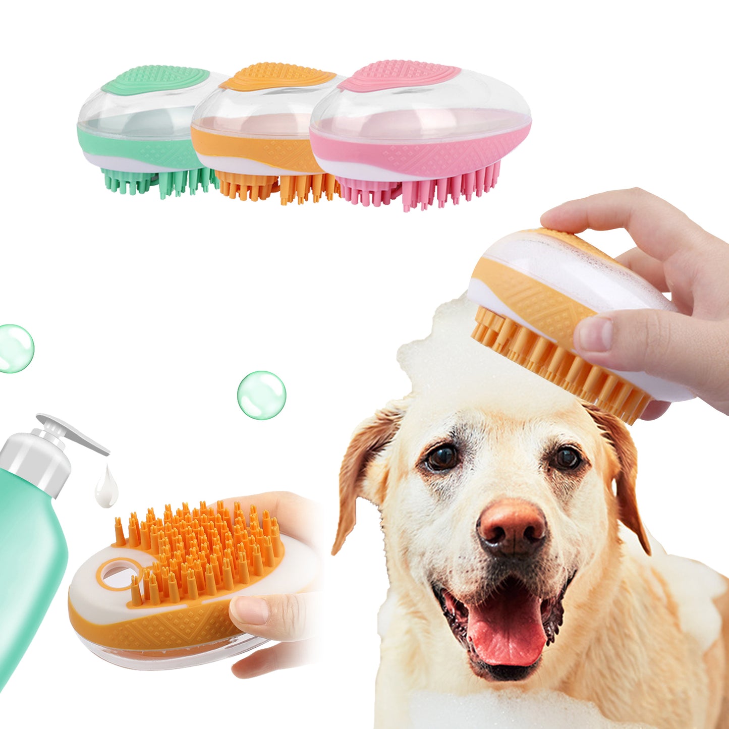 Dog Cat Bath Brush 2-in-1 Pet SPA Massage